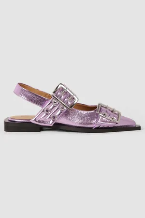 Ganni Ballerine Buckle metallic