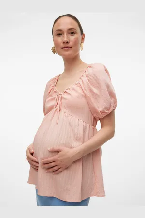 Mama;licious Top Regular Fit Scollo A V Polsini Elasticizzati Maniche A Palloncino