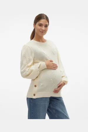 Mama;licious Pullover Paricollo Polsini A Coste Maniche A Palloncino