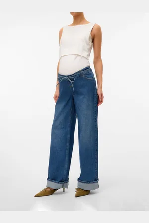 Mama;licious Jeans Wide Leg Fit Vita Bassa
