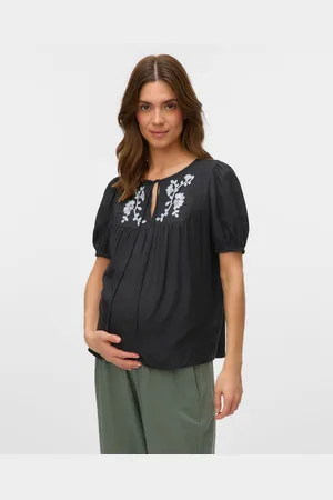 Mama;licious Top Regular Fit Paricollo Polsini Elasticizzati Maniche A Palloncino
