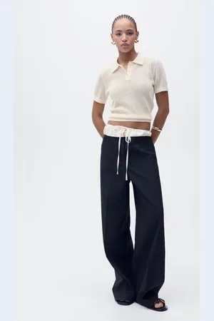 MANGO Pullover maglia traforata collo polo