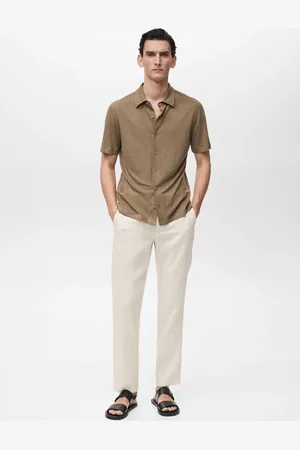 MANGO Pantaloni 100% lino slim fit