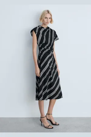 MANGO Vestito midi stampa righe