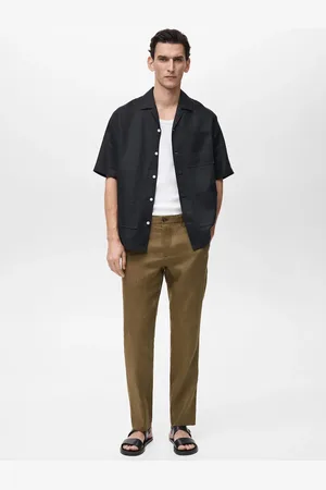 MANGO Pantaloni 100% lino slim fit
