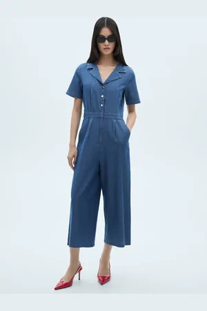 MANGO Abito a tuta maniche corte denim