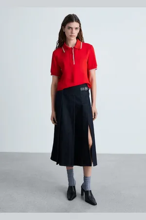 MANGO Polo crop bordi contrasto