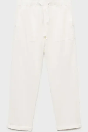 MANGO Pantaloni lino vita elasticizzata