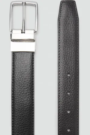 MANGO Cintura double face pelle follata