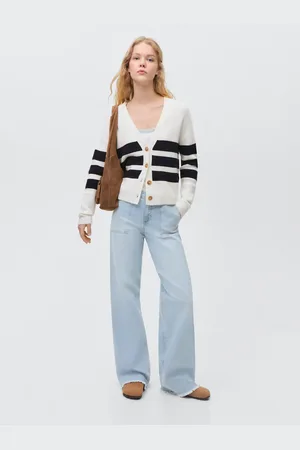 MANGO Jeans wideleg bordo inferiore sfilacciato