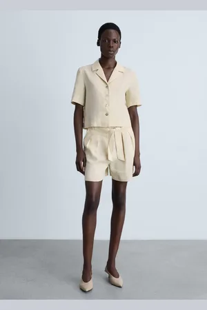 MANGO Short lino cintura