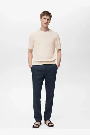 MANGO Pantaloni 100% lino slim fit