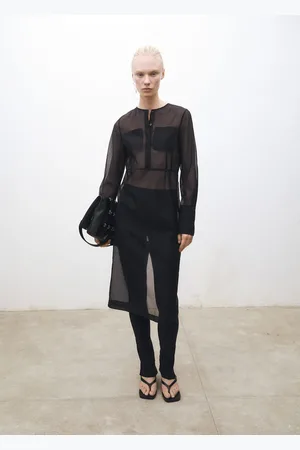 MANGO Vestito midi misto seta semitrasparente