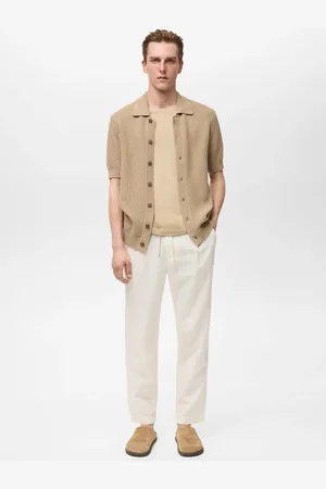 MANGO Pantaloni slim fit lino laccio