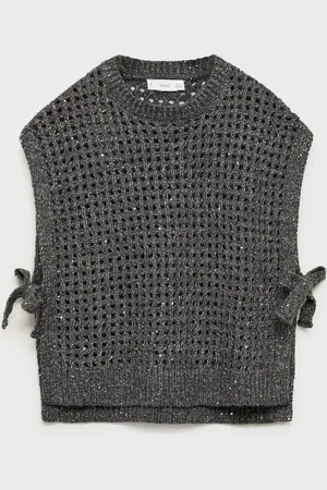 MANGO Gilet maglia traforata lurex
