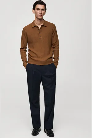 MANGO Pullover polo misto cotone coste