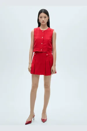 MANGO Gonna tweed pieghe