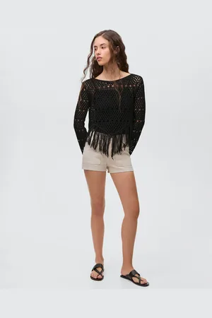 MANGO Pullover traforato dettaglio frange