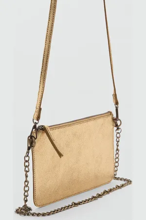 MANGO Borsa pelle metallizzata