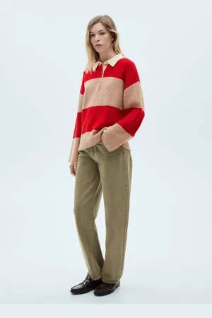 MANGO Pullover righe collo polo