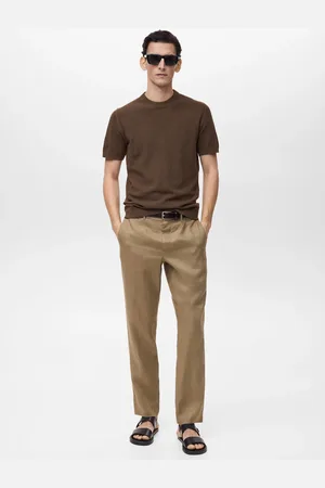 MANGO Pantaloni 100% lino slim fit