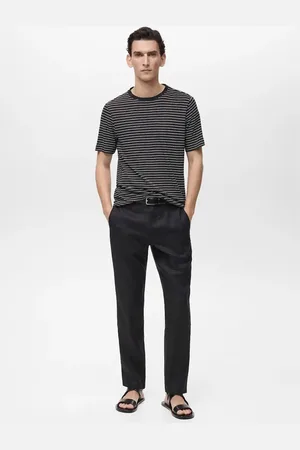 MANGO Pantaloni 100% lino slim fit