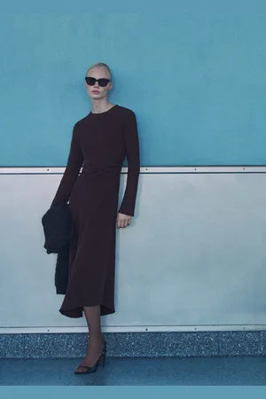 MANGO Vestito midi vita drappeggiata