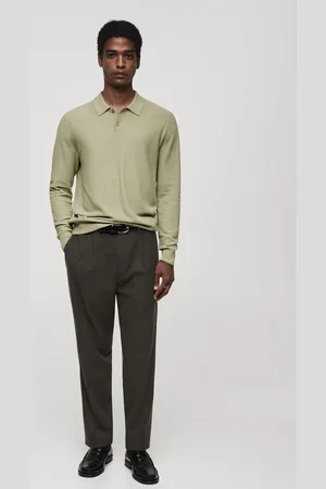 MANGO Pullover polo maglia cotone microtexture