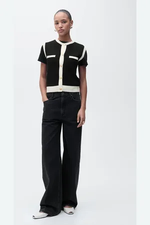 MANGO Gilet maglia bordi a contrasto