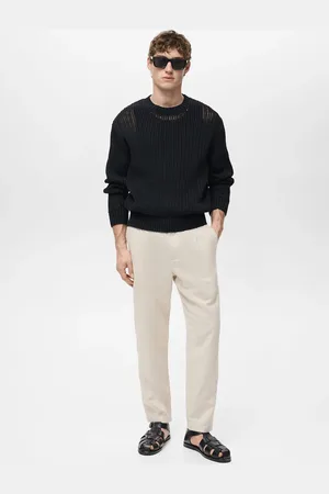 MANGO Pantaloni slim fit lino laccio