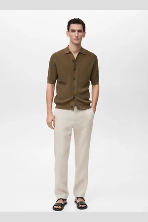 MANGO Pantaloni 100% lino slim fit