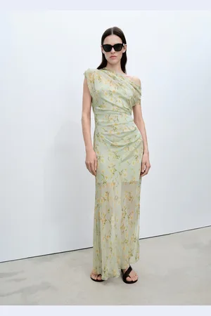 MANGO Vestito semitrasparente drappeggiato a fiori