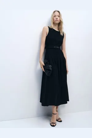 MANGO Vestito midi svasato cintura