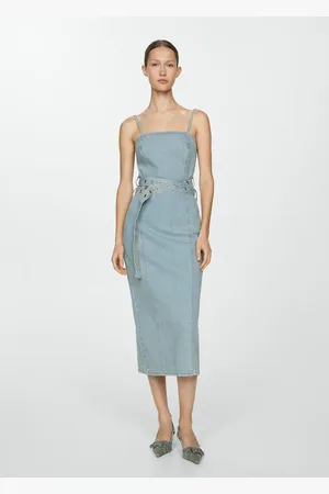 MANGO Vestito denim cintura