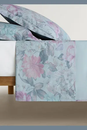 MANGO Lenzuolo superiore in percalle di cotone con stampa floreale multicolore letto 180/200 cm