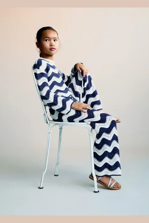 MANGO Pantaloni a maglia traforata zigzag