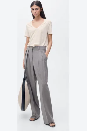 MANGO Maglietta lino collo a V