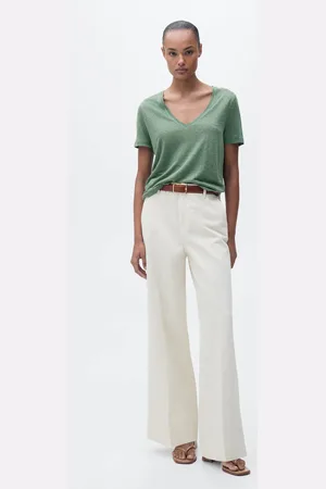 MANGO Maglietta lino collo a V