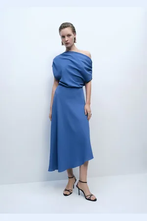MANGO Vestito midi collo asimmetrico