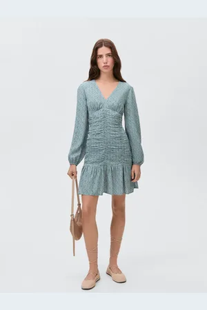 MANGO Vestito stampato dettaglio drappeggiato