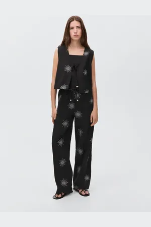 MANGO Pantaloni lunghi dettagli ricamati