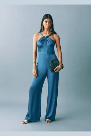 MANGO Abito a tuta satinato collo halter