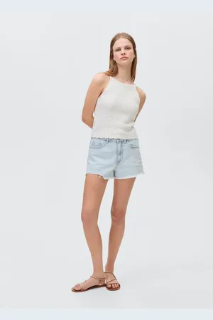 MANGO Short denim strappi