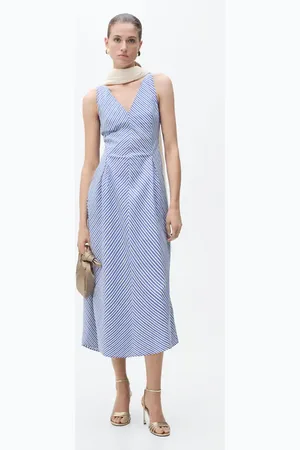 MANGO Vestito midi svasato righe