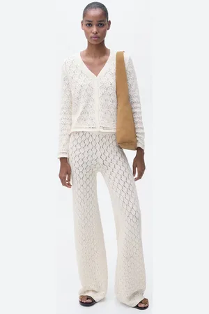 MANGO Pantaloni dritti maglia traforata