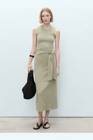 MANGO Vestito midi cotone nodo