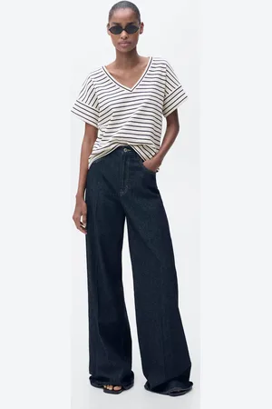MANGO Maglietta righe collo a V