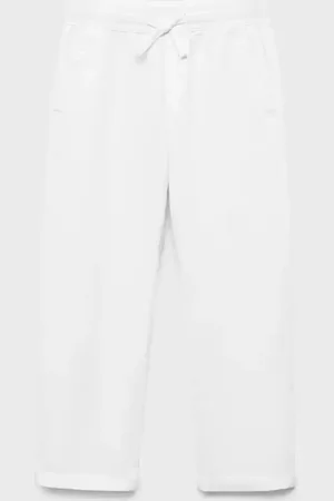 MANGO Pantaloni lino vita elasticizzata