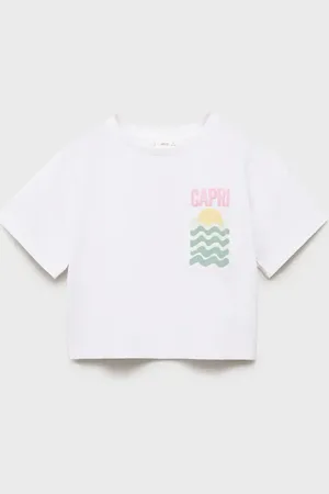 MANGO Maglietta crop stampata