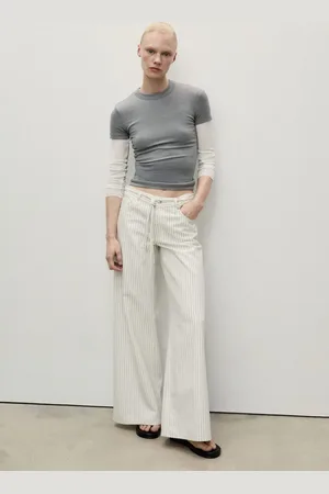 MANGO Jeans wideleg righe vita bassa cintura
